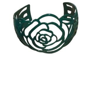 Green Flower Cuff Bracelet